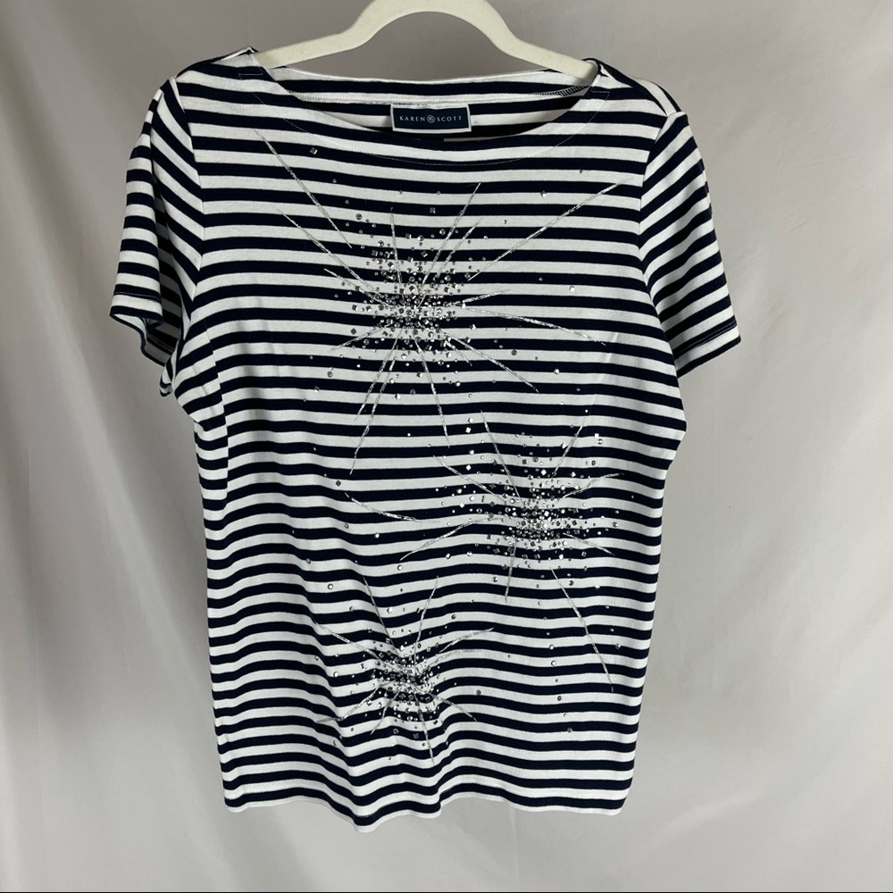 Karen Scott Firework Striped Top | Large